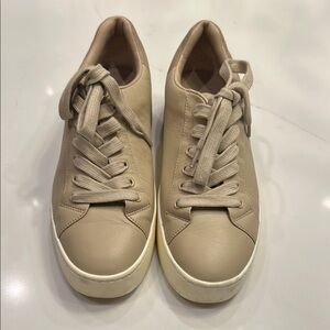 Beige Leather Sneakers